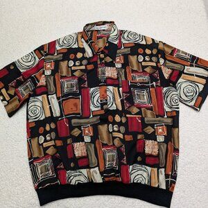 Vintage Alan Stuart Silk Blend Patterned Shirt XL Abstract Geometric Retro 90s